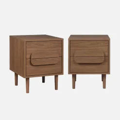 2er-Set Vintage-Nachttische im Holzlook mit 2 Schubladen