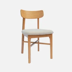 2er-Set Vintage-Stühle aus Heveaholz mit Bouclé-Bezug