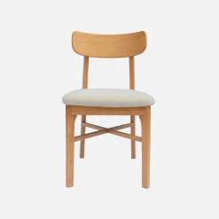 2er-Set Vintage-Stühle aus Heveaholz mit Bouclé-Bezug