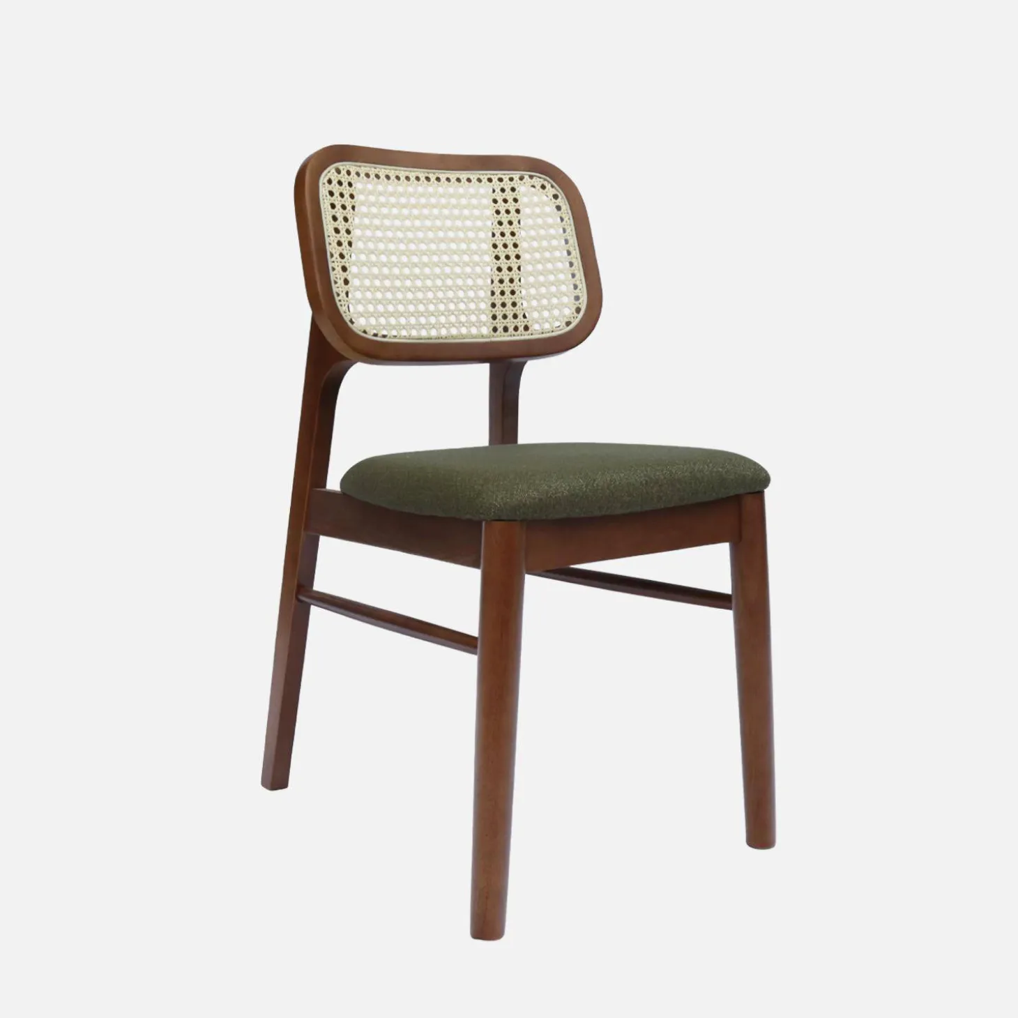 2er-Set Vintage-Stühle aus Heveaholz mit Rattan-Geflecht