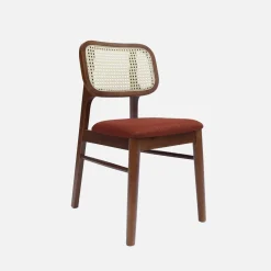 2er-Set Vintage-Stühle aus Heveaholz mit Rattan-Geflecht