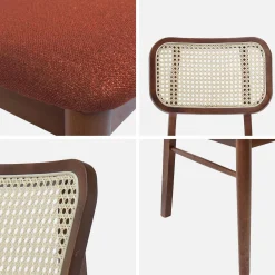 2er-Set Vintage-Stühle aus Heveaholz mit Rattan-Geflecht