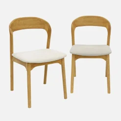 2er-Set Vintage-Stühle aus Heveaholz mit Stoffbezug