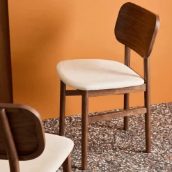 2er-Set Vintage-Stühle aus Heveaholz, Sitz mit Stoffbezug