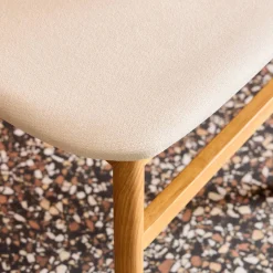 2er-Set Vintage-Stühle aus Heveaholz, Sitz mit Stoffbezug