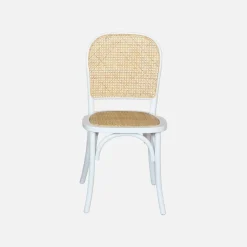 2er-Set Vintage-Stühle aus Holz und Rattan-Geflecht
