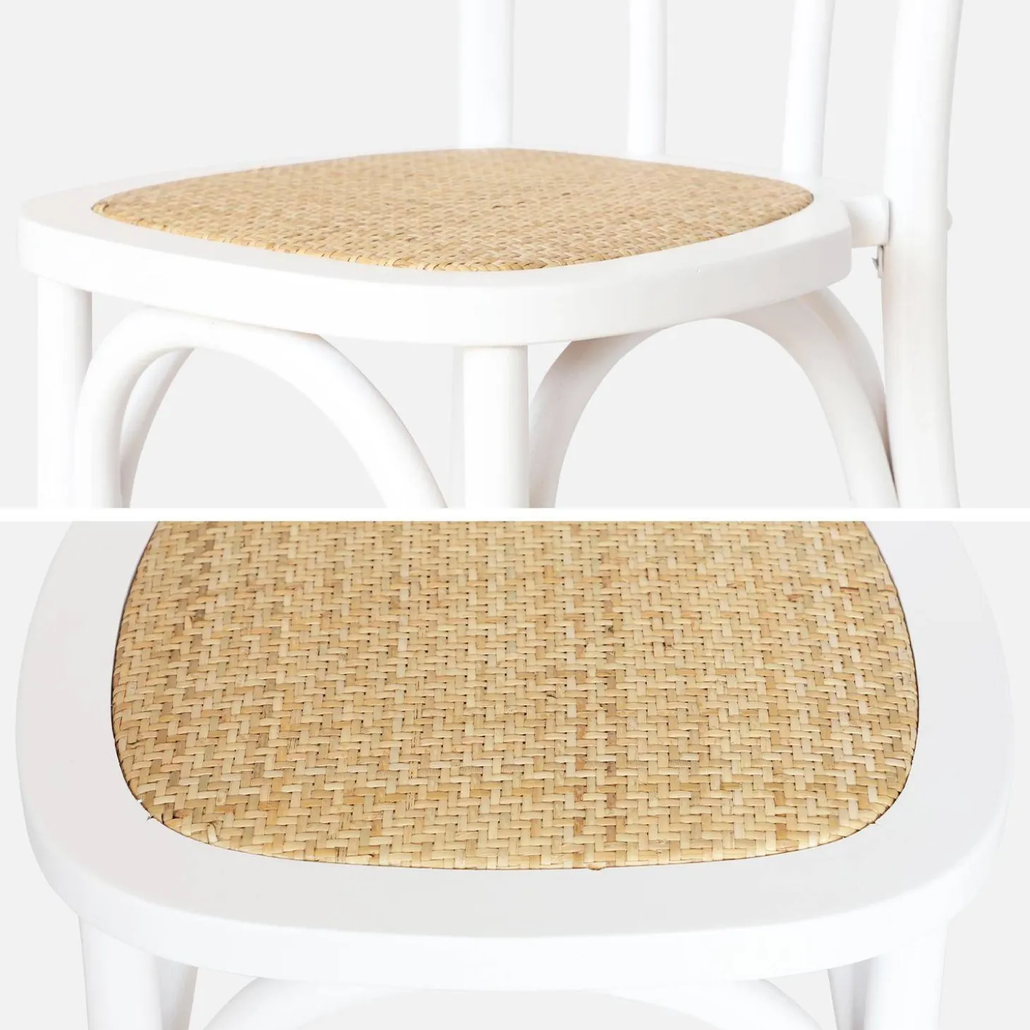 4er-Set Vintage-Stühle aus Holz und Rattan-Geflecht