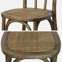 4er-Set Vintage-Stühle aus Holz und Rattan-Geflecht