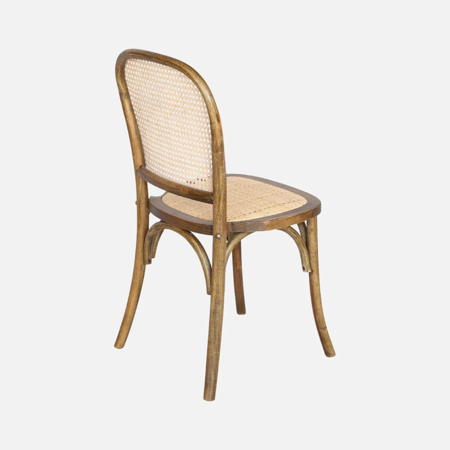 4er-Set Vintage Stühle aus Holz und Rattan-Geflecht