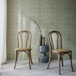 2er-Set Vintage-Stühle aus Holz und Rattan-Geflecht