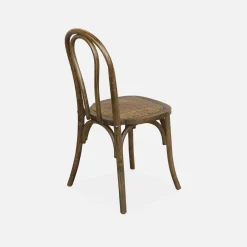 2er-Set Vintage-Stühle aus Holz und Rattan-Geflecht