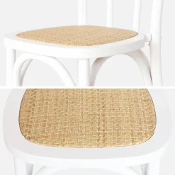 2er-Set Vintage-Stühle aus Holz und Rattan-Geflecht