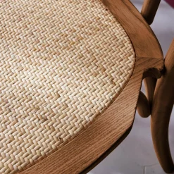 2er-Set Vintage-Stühle aus Holz und Rattan-Geflecht