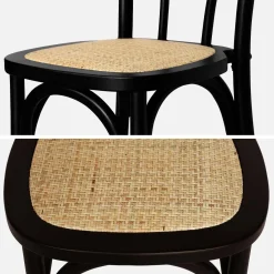 2er-Set Vintage-Stühle aus Holz und Rattan-Geflecht