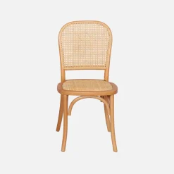 4er-Set Vintage Stühle aus Holz und Rattan-Geflecht
