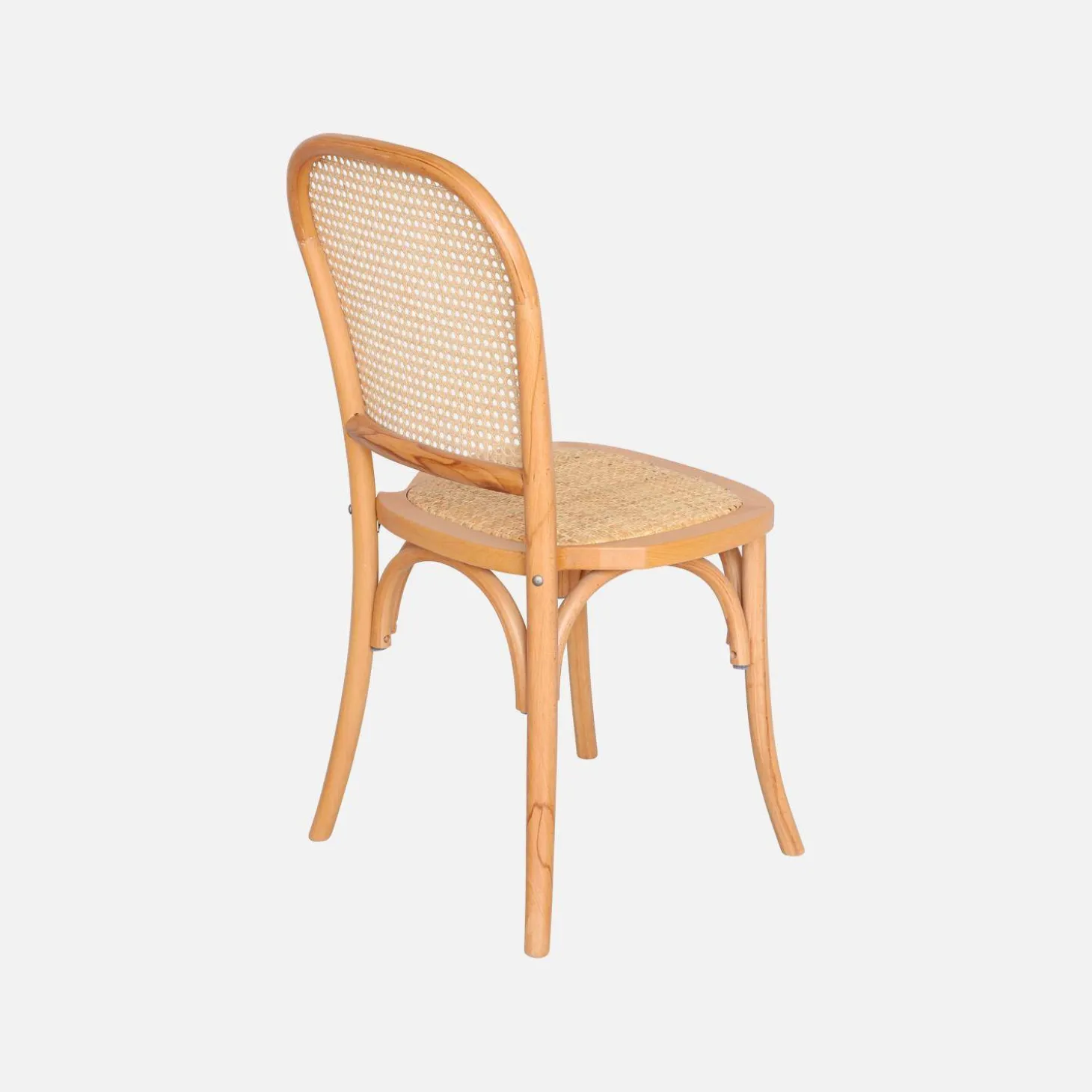 4er-Set Vintage Stühle aus Holz und Rattan-Geflecht