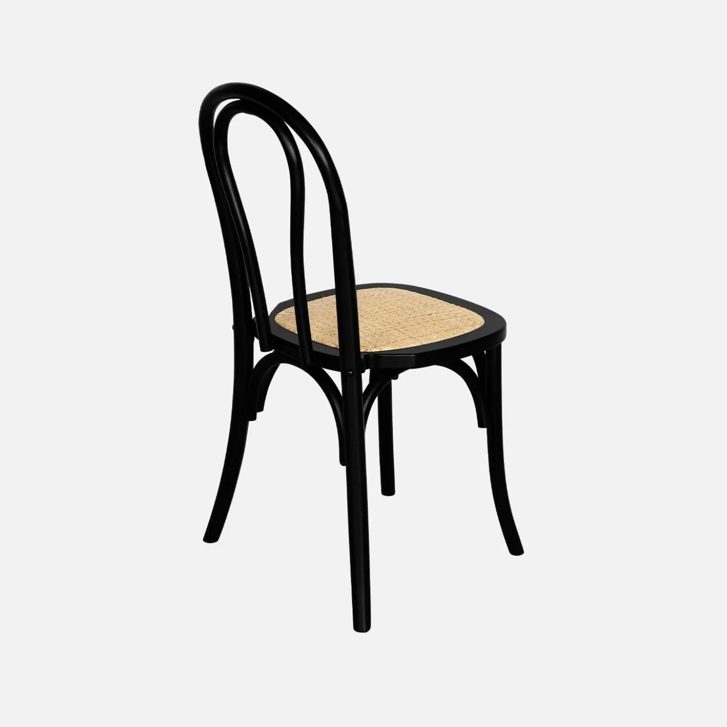 4er-Set Vintage-Stühle aus Holz und Rattan-Geflecht
