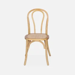 2er-Set Vintage-Stühle aus Holz und Rattan-Geflecht