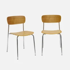 2er-Set Vintage Stühle aus Metall und Sperrholz