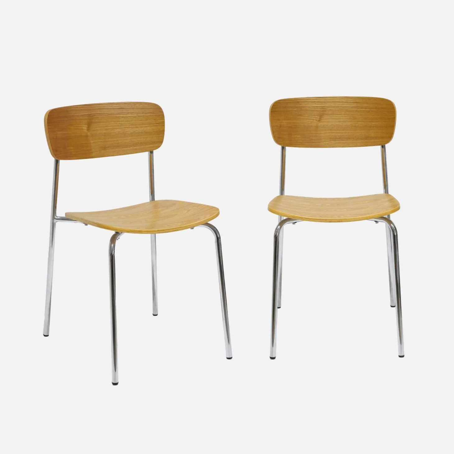 2er-Set Vintage Stühle aus Metall und Sperrholz