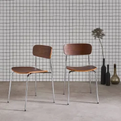 2er-Set Vintage Stühle aus Metall und Sperrholz