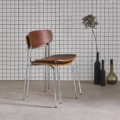 2er-Set Vintage Stühle aus Metall und Sperrholz