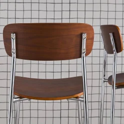 2er-Set Vintage Stühle aus Metall und Sperrholz