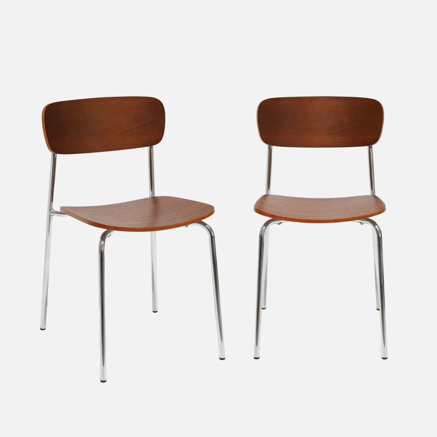 2er-Set Vintage Stühle aus Metall und Sperrholz