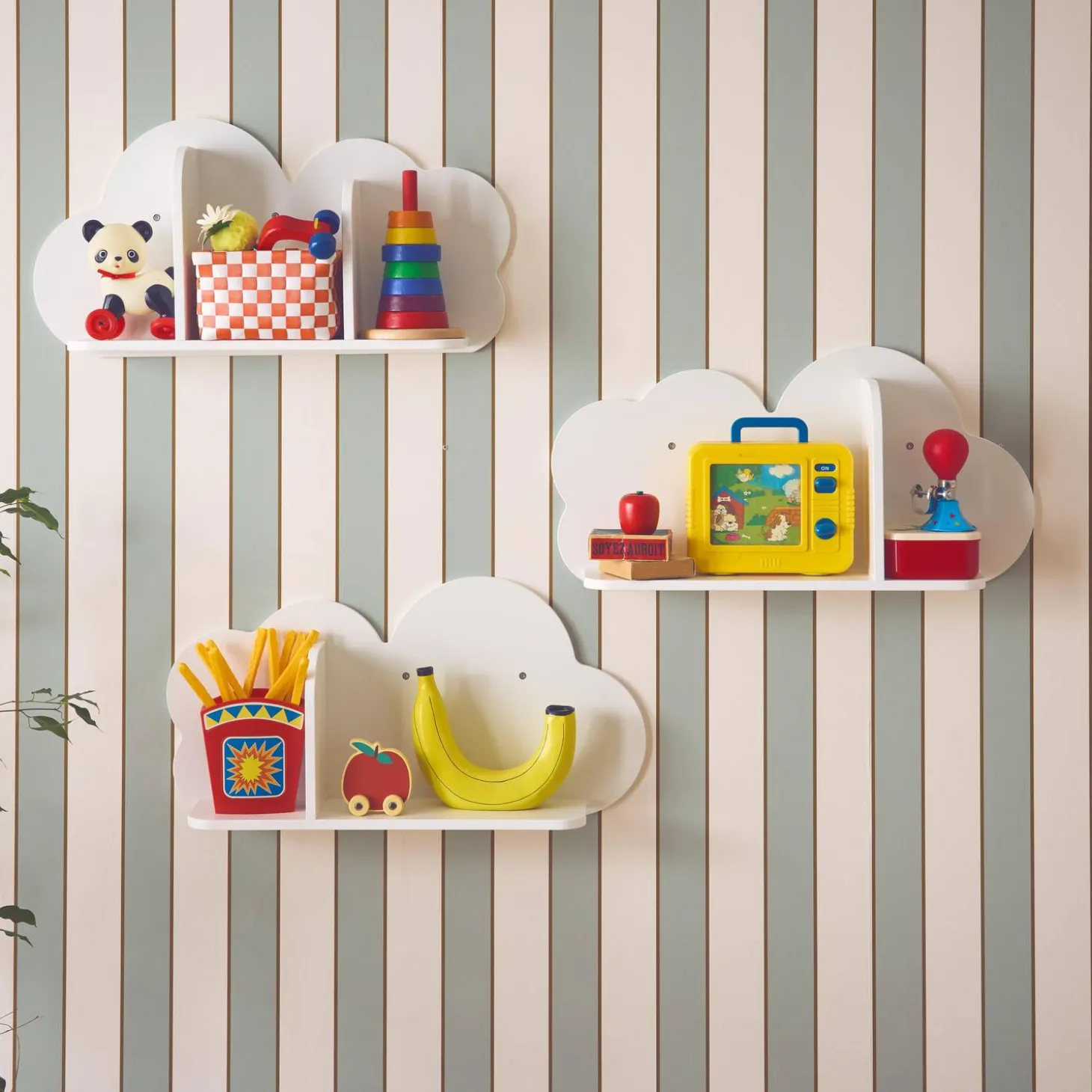 3er-Set Wandregale Wolke für Kinderzimmer