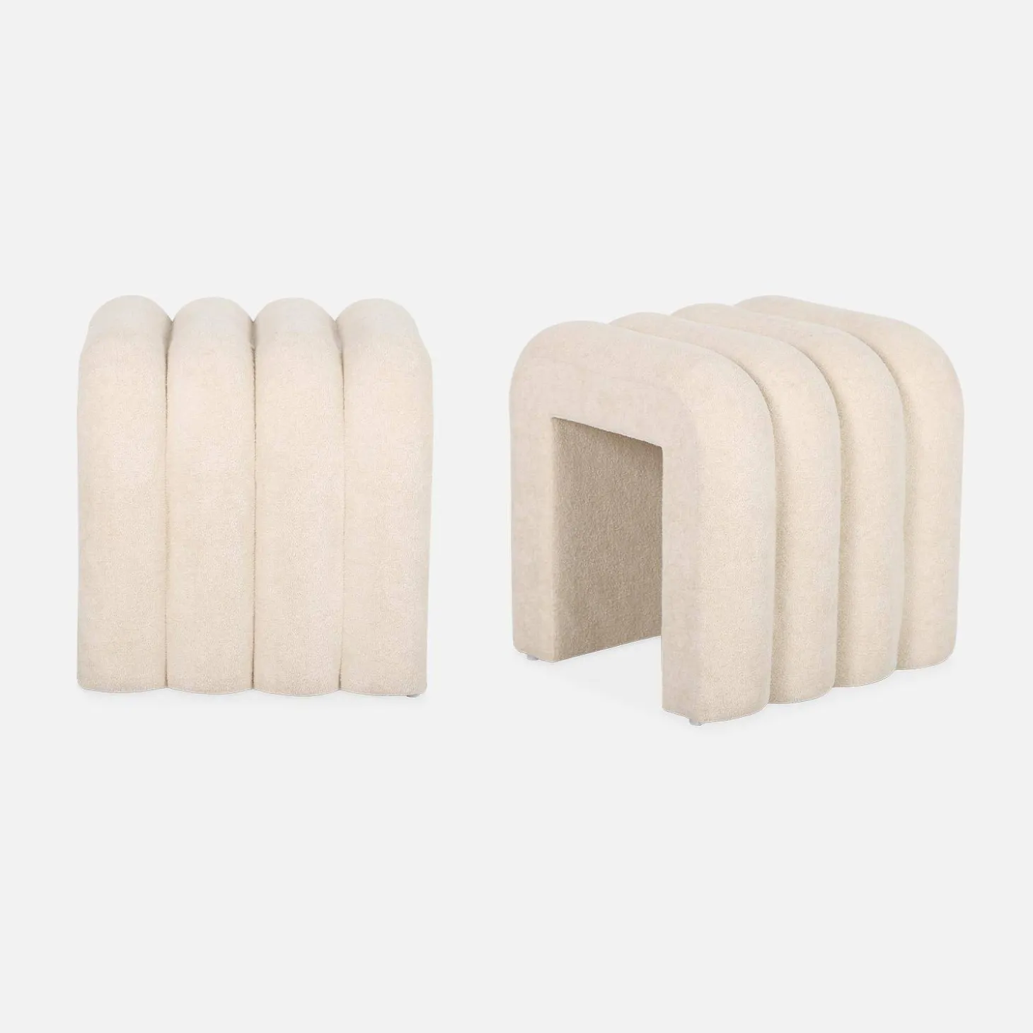 2er-Set zeitgenössische Hocker mit Stoffbezug