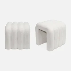 2er-Set zeitgenössische Hocker mit Stoffbezug