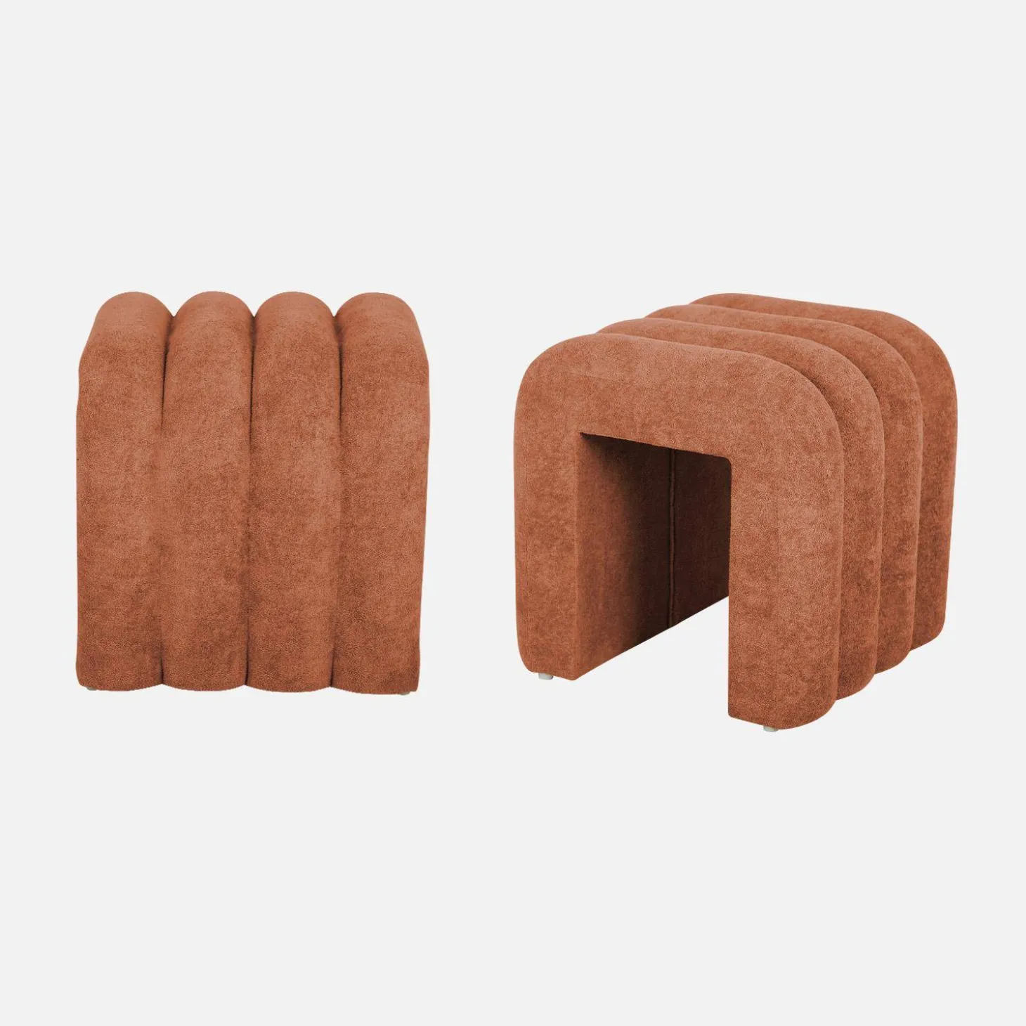2er-Set zeitgenössische Hocker mit Stoffbezug
