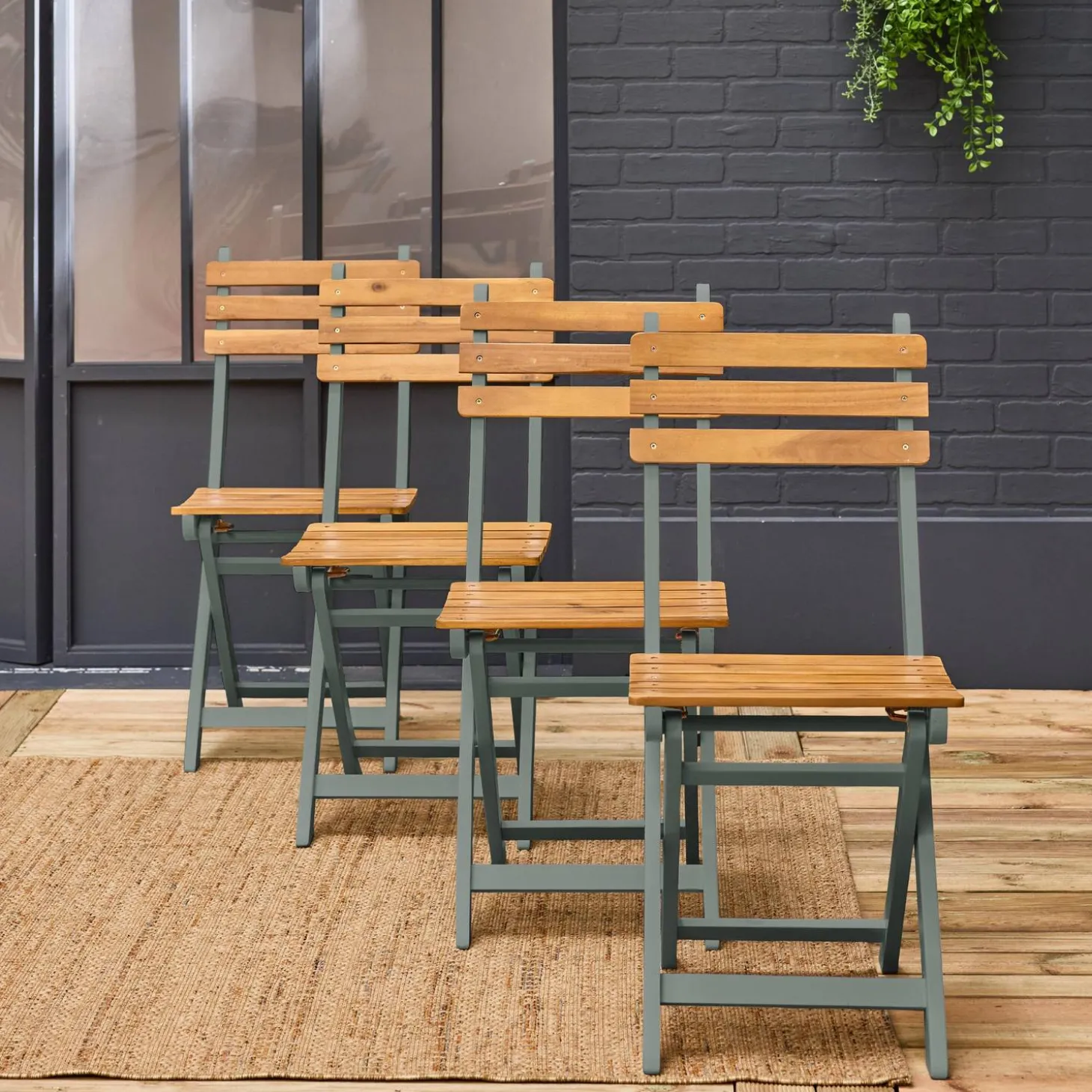 4er-Set zusammenklappbare Gartenstühle aus Akazienholz