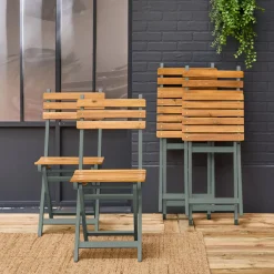 4er-Set zusammenklappbare Gartenstühle aus Akazienholz