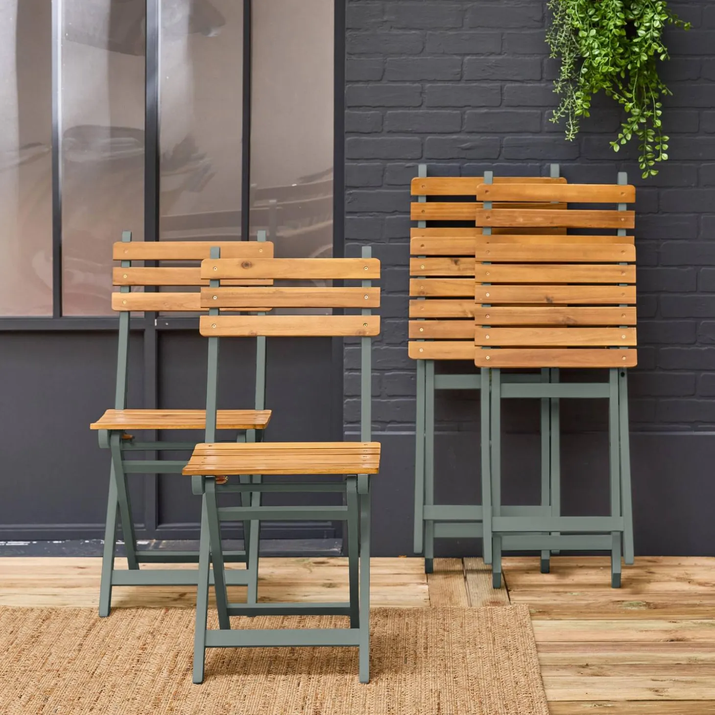 4er-Set zusammenklappbare Gartenstühle aus Akazienholz