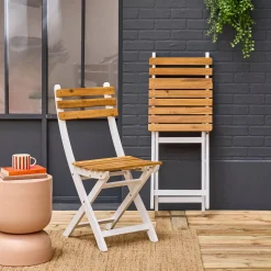 2er-Set zusammenklappbare Gartenstühle aus Akazienholz
