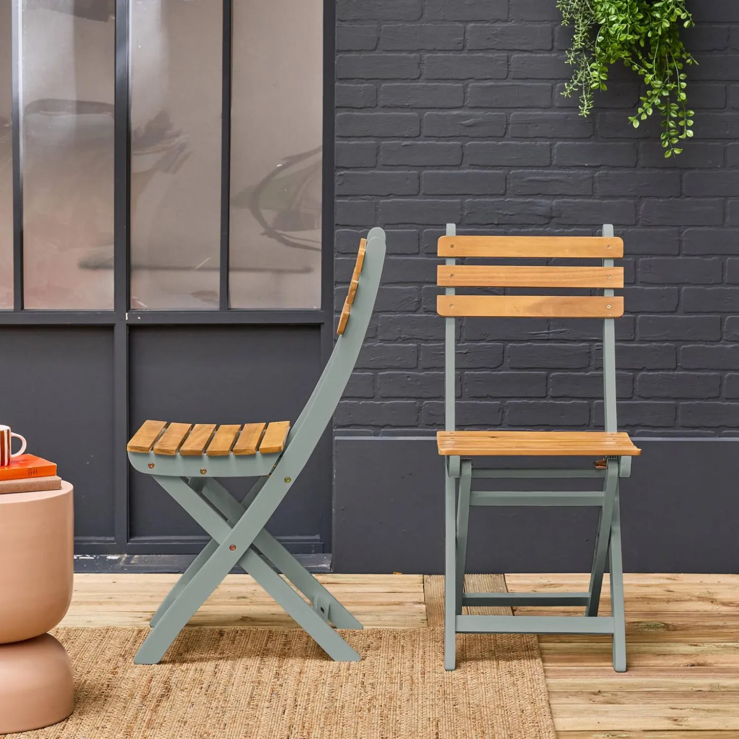 2er-Set zusammenklappbare Gartenstühle aus Akazienholz