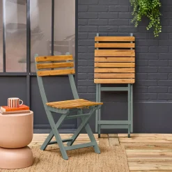 2er-Set zusammenklappbare Gartenstühle aus Akazienholz