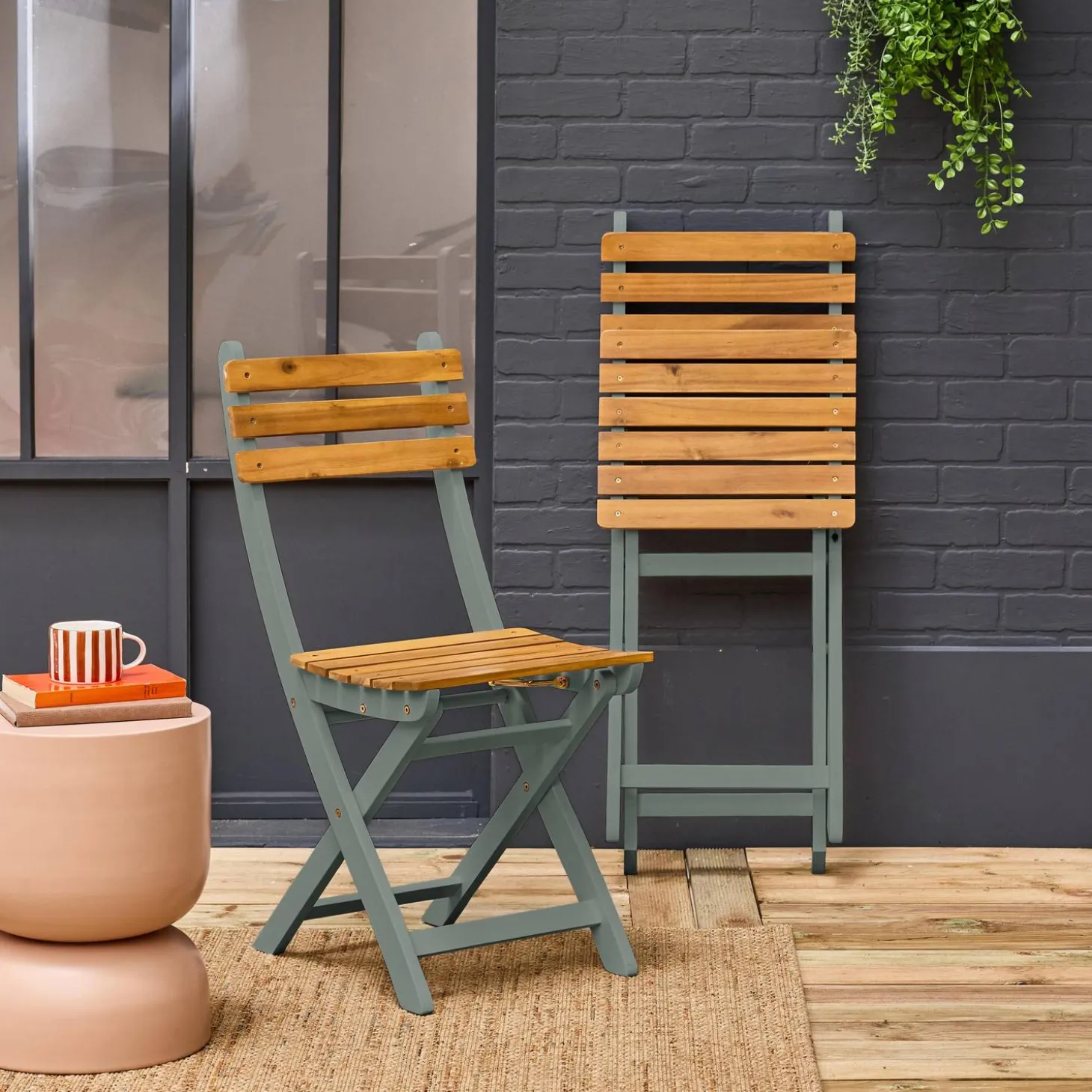 2er-Set zusammenklappbare Gartenstühle aus Akazienholz