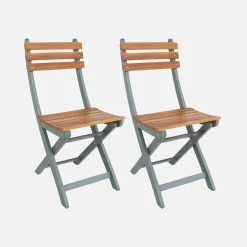2er-Set zusammenklappbare Gartenstühle aus Akazienholz