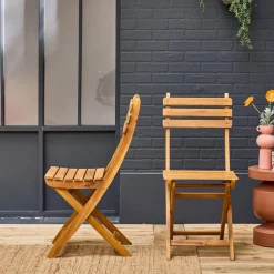 2er-Set zusammenklappbare Gartenstühle aus Akazienholz