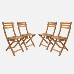 4er-Set zusammenklappbare Gartenstühle aus Akazienholz