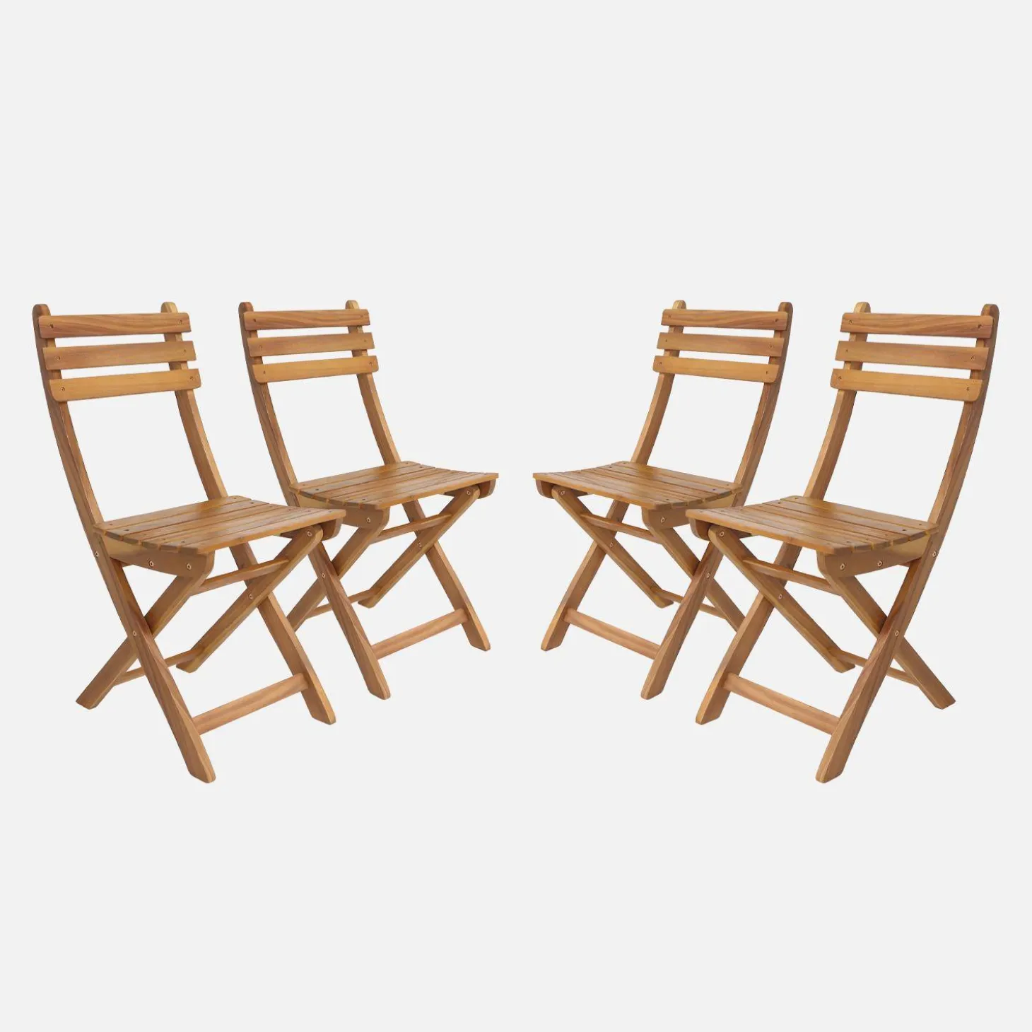 4er-Set zusammenklappbare Gartenstühle aus Akazienholz