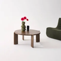 Exotischer runder Couchtisch aus Massivholz
