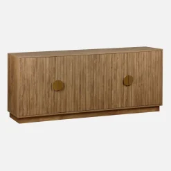 Exotisches Sideboard mit 4 Türen in Mangoholz-Optik mit Rillen 180cm