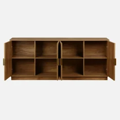 Exotisches Sideboard mit 4 Türen in Mangoholz-Optik mit Rillen 180cm