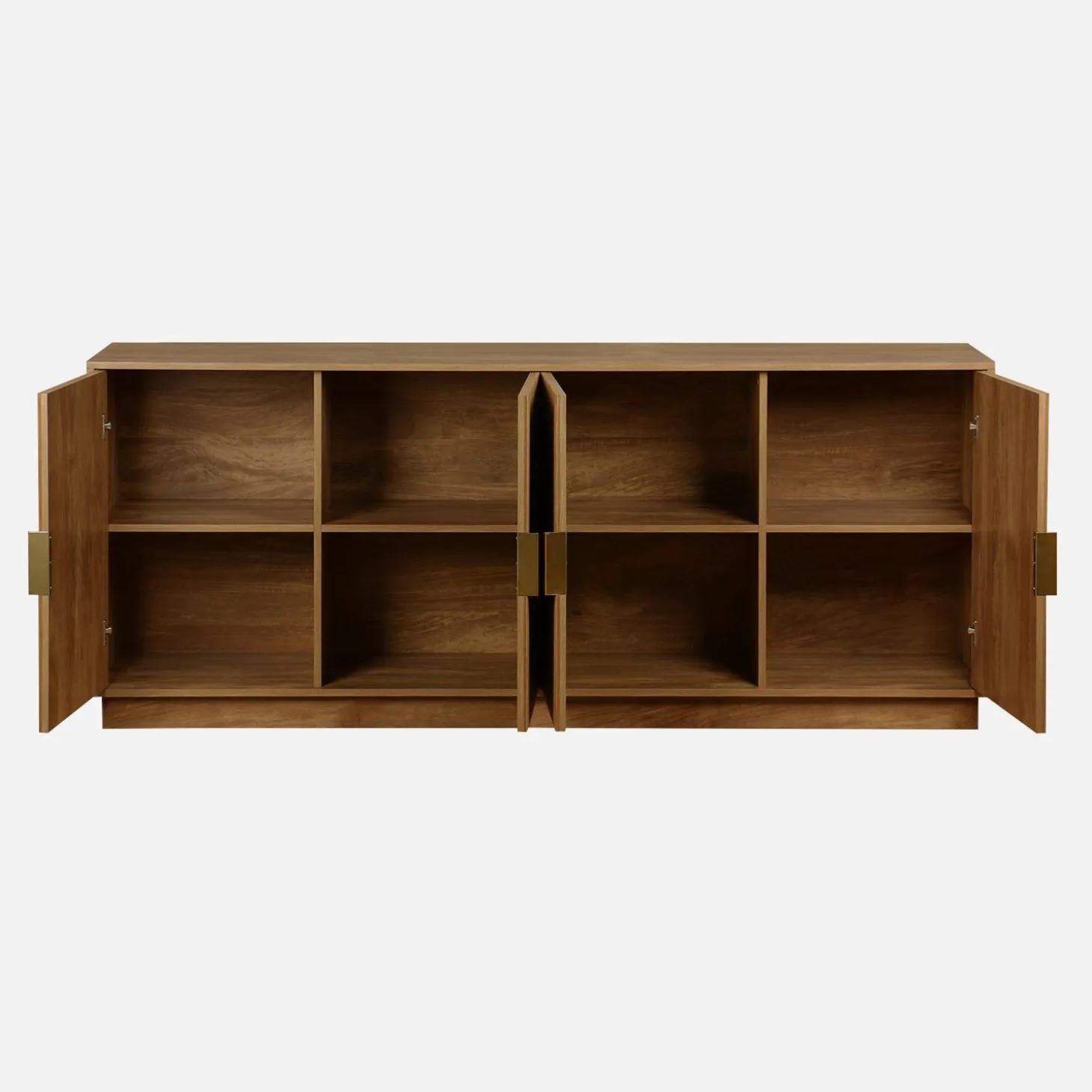 Exotisches Sideboard mit 4 Türen in Mangoholz-Optik mit Rillen 180cm
