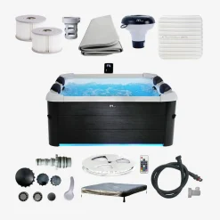 Fester Whirlpool 6 Personen Hydromassage, 4 Kissen Abdeckplane inbegriffen 160 cm
