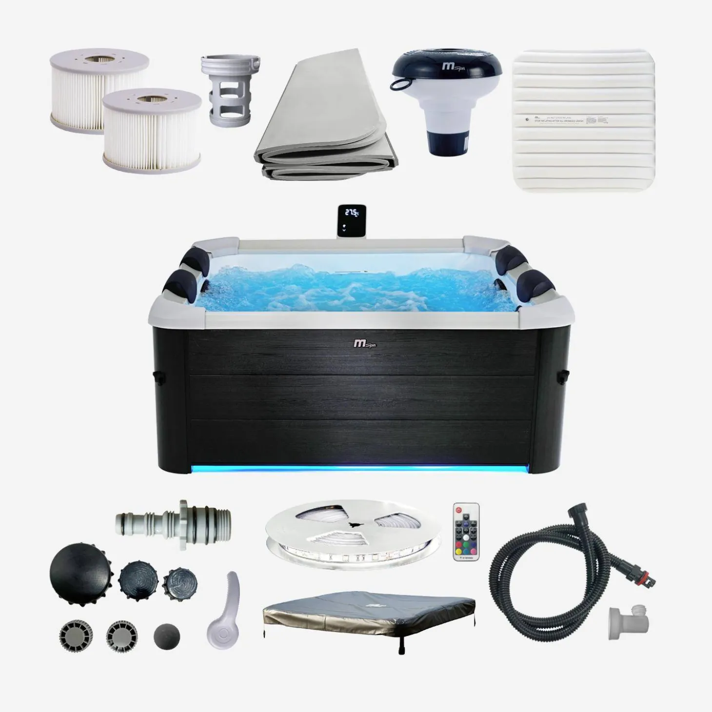 Fester Whirlpool 6 Personen Hydromassage, 4 Kissen Abdeckplane inbegriffen 180cm