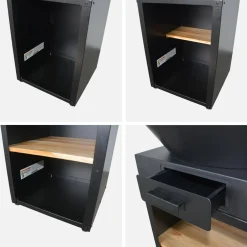 Feuerschale Ø81,5cm, mit Plancha und Grillrost, Holzlagerung + Abdeckung